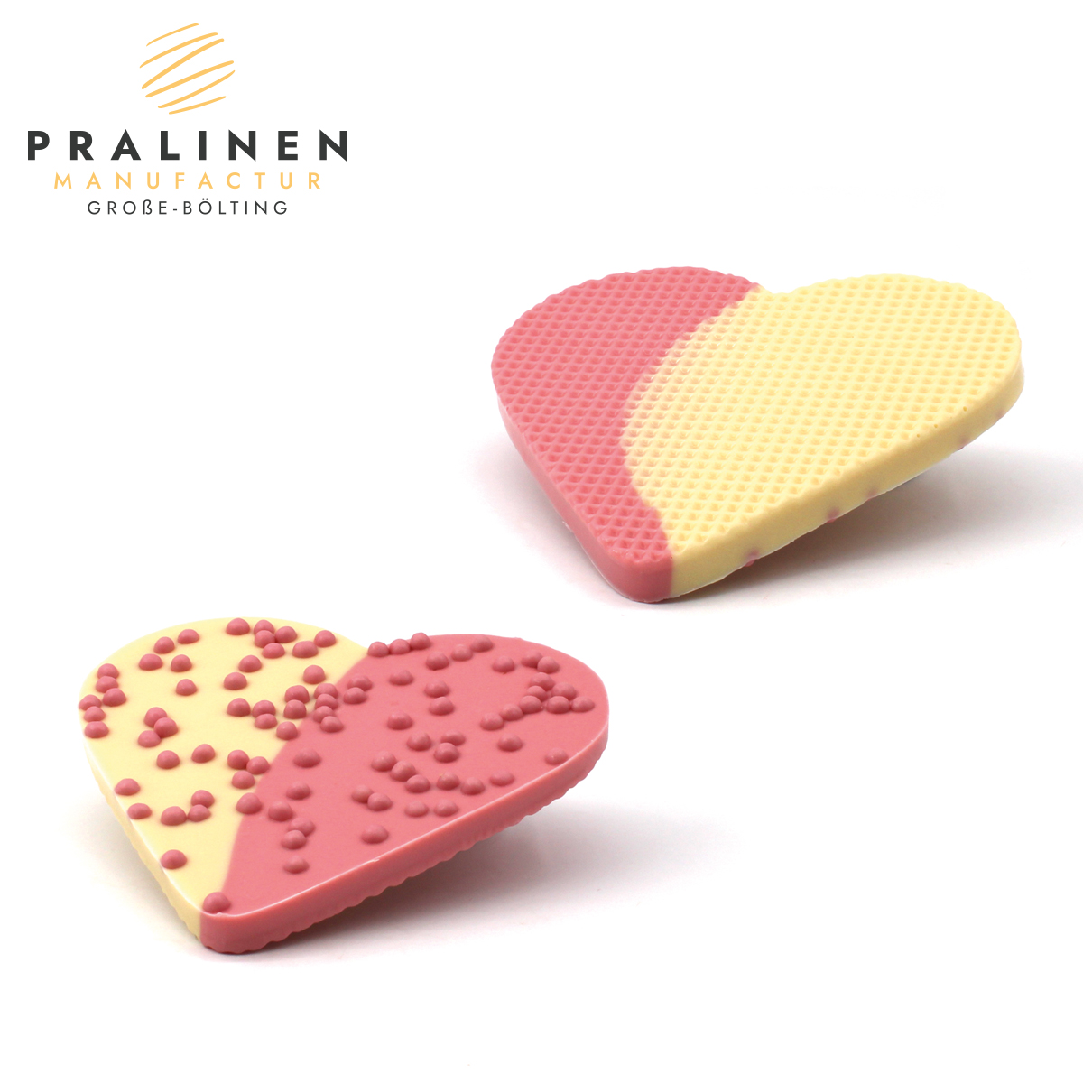 13106-Erdbeer-Sahne3 Erdbeer-Sahne Herz aus Schokolade mit Wunschtext, Beschriftung, personalisierte Schokolade