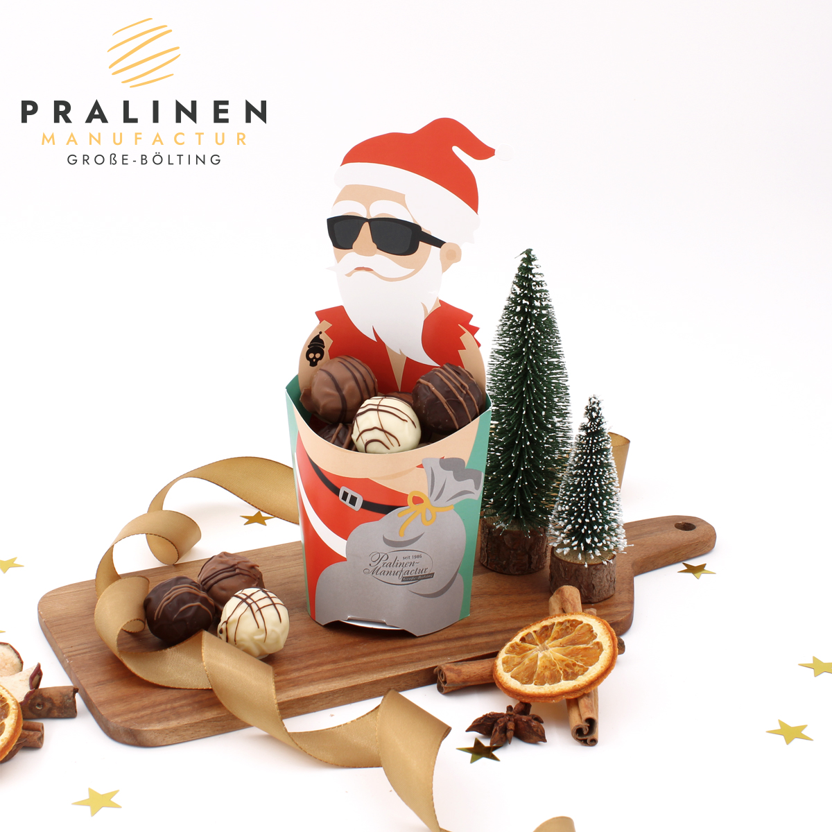17157_CupWeihnachtsmann Pralinen zu Weihnachten, Pralinenbox, Weihnachtsbox mit Pralinen, Cup weihnachtsmann