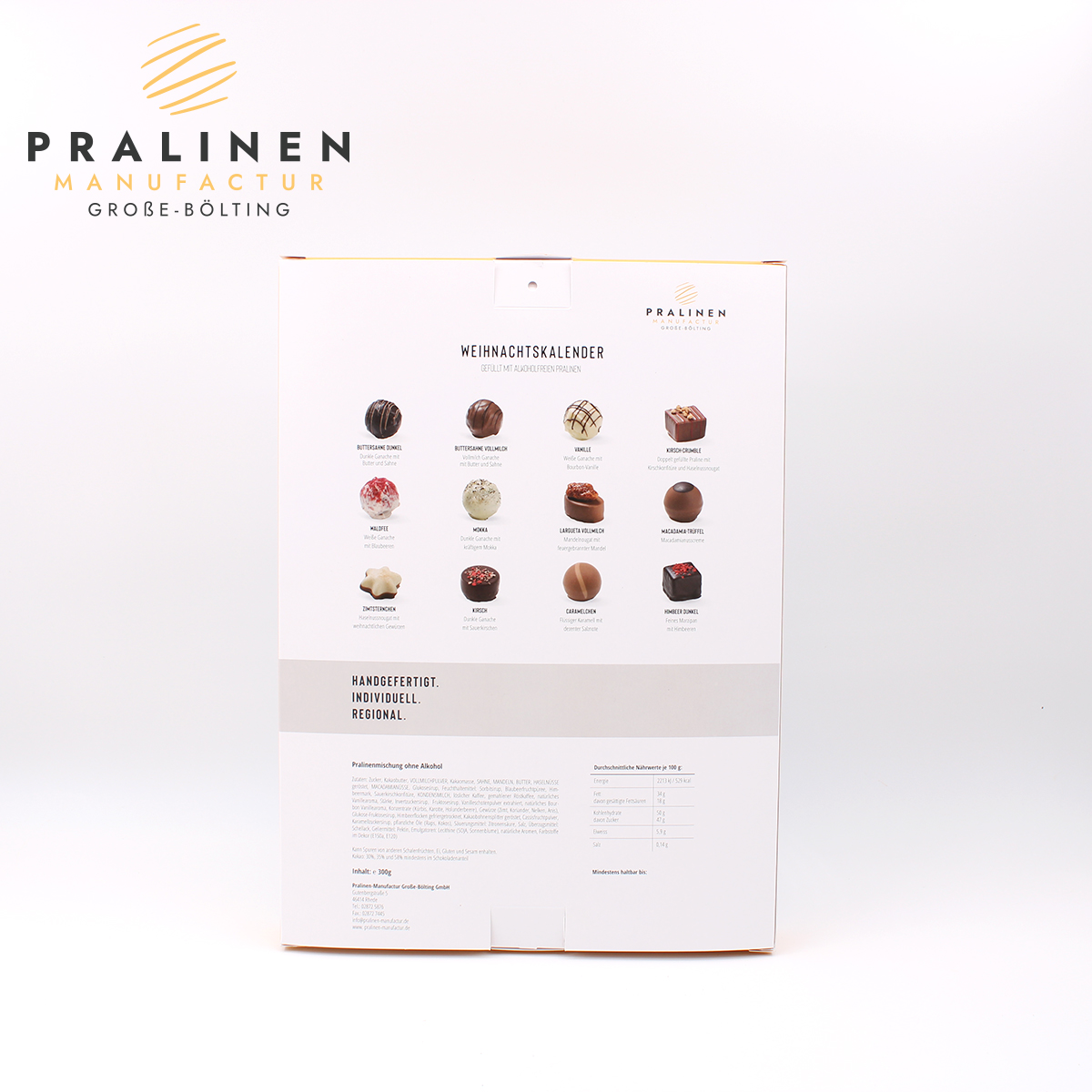 16045-2 Pralinen Adventskalender mit Alkohol, Schokoladen Adventskalender, Adventskalender Geschenk, Besonderer Adventskalender