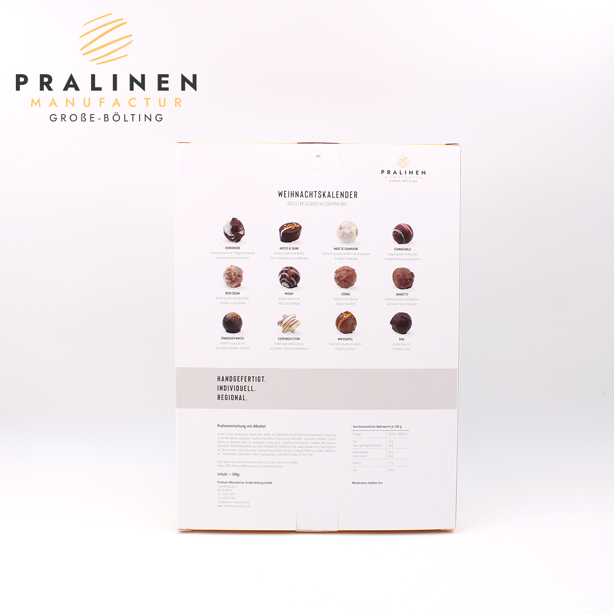 16046-2 Pralinen Adventskalender mit Alkohol, Schokoladen Adventskalender, Adventskalender Geschenk, Besonderer Adventskalender